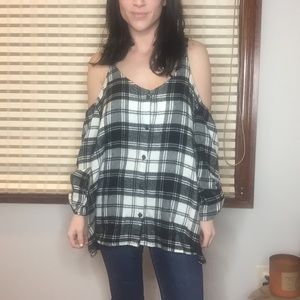 Nasty Gal Shoulder Cut Flannel